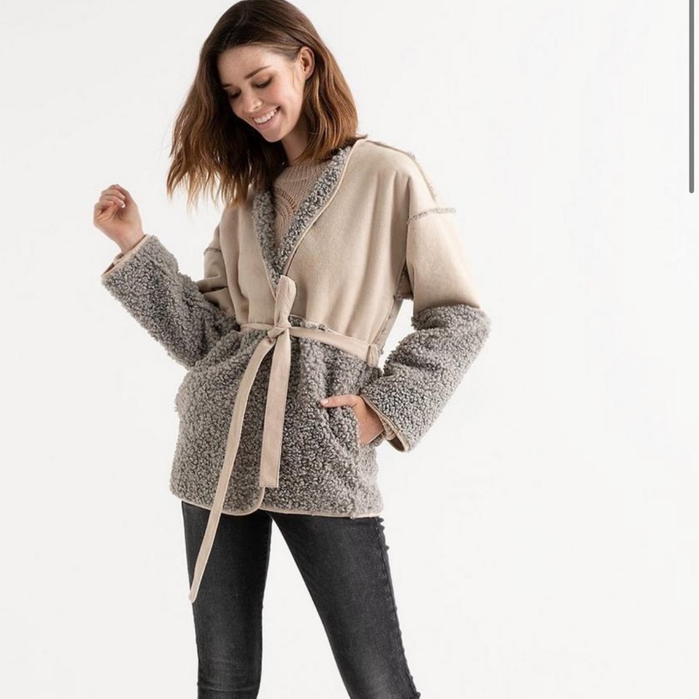 NWOT Lucky Brand Mixed Sherpa Jacket